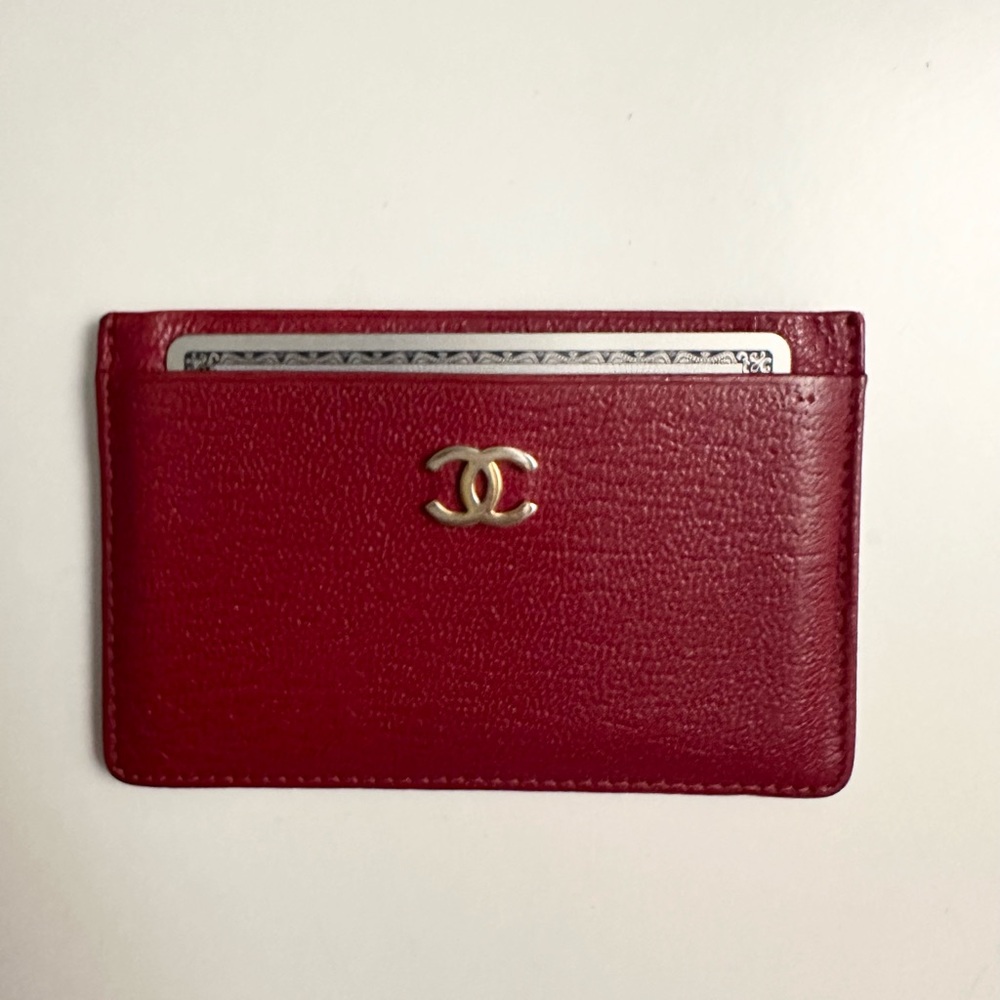 Chanel Red Leather Card Holder